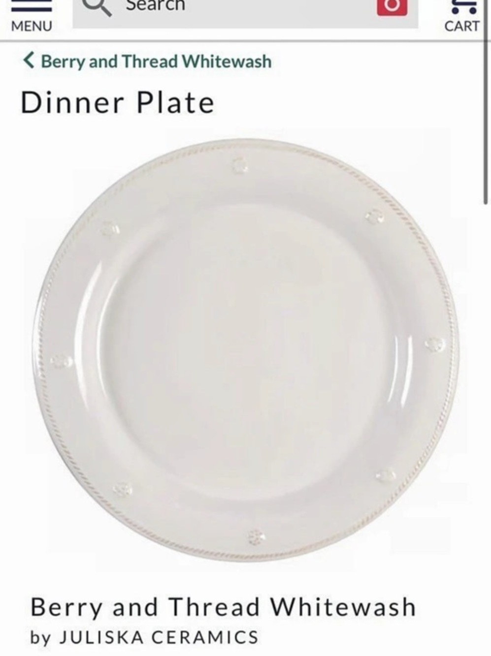 Juliska Berry and Thread - Whitewash set of 2 plates, salad plates, Fruit bowl,
